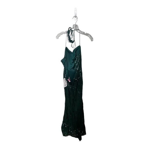 NWT PromGirl Statement-Back Long Sequin Prom Dress Hunter green - Picture 12 of 15